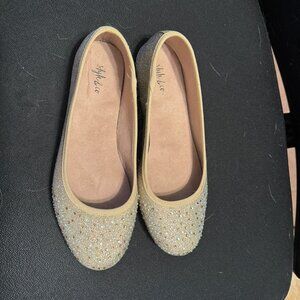 Style & Co Tan Glitter Flats with Crystal Embellishment.  Size 8.